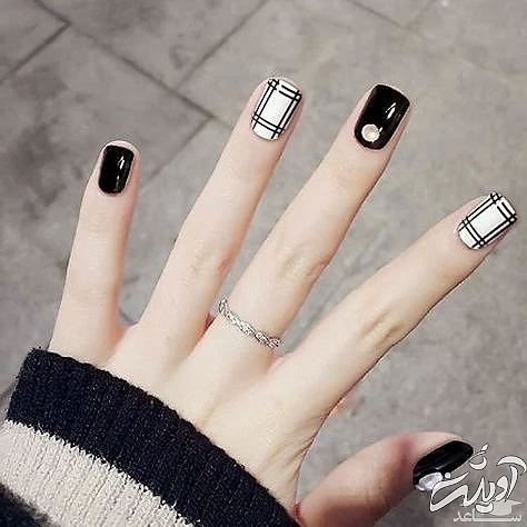 طراحی ناخن سیاه و سفید